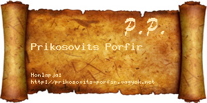 Prikosovits Porfir névjegykártya